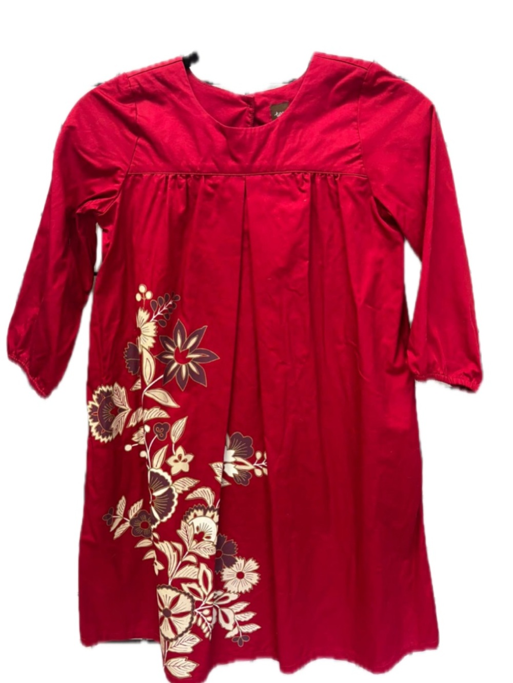 Girls Red Floral Long-Sleeve Dress